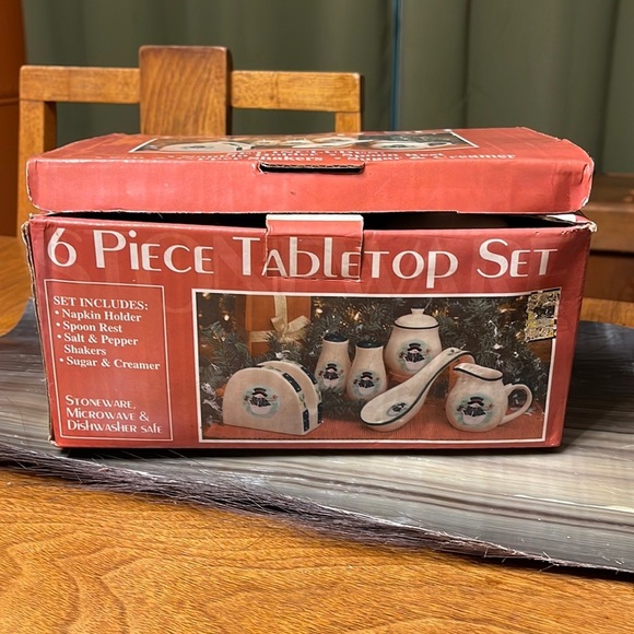 Vintage Stoneware Snowman Tabletop Serving Set Tabletop Christmas Snowman Set - Picture 2 of 13